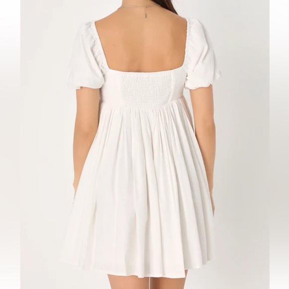 Lulus Uniquely Sweet Off White Puff Sleeve Babydoll Dress | Size S | NWT - Picture 8 of 14